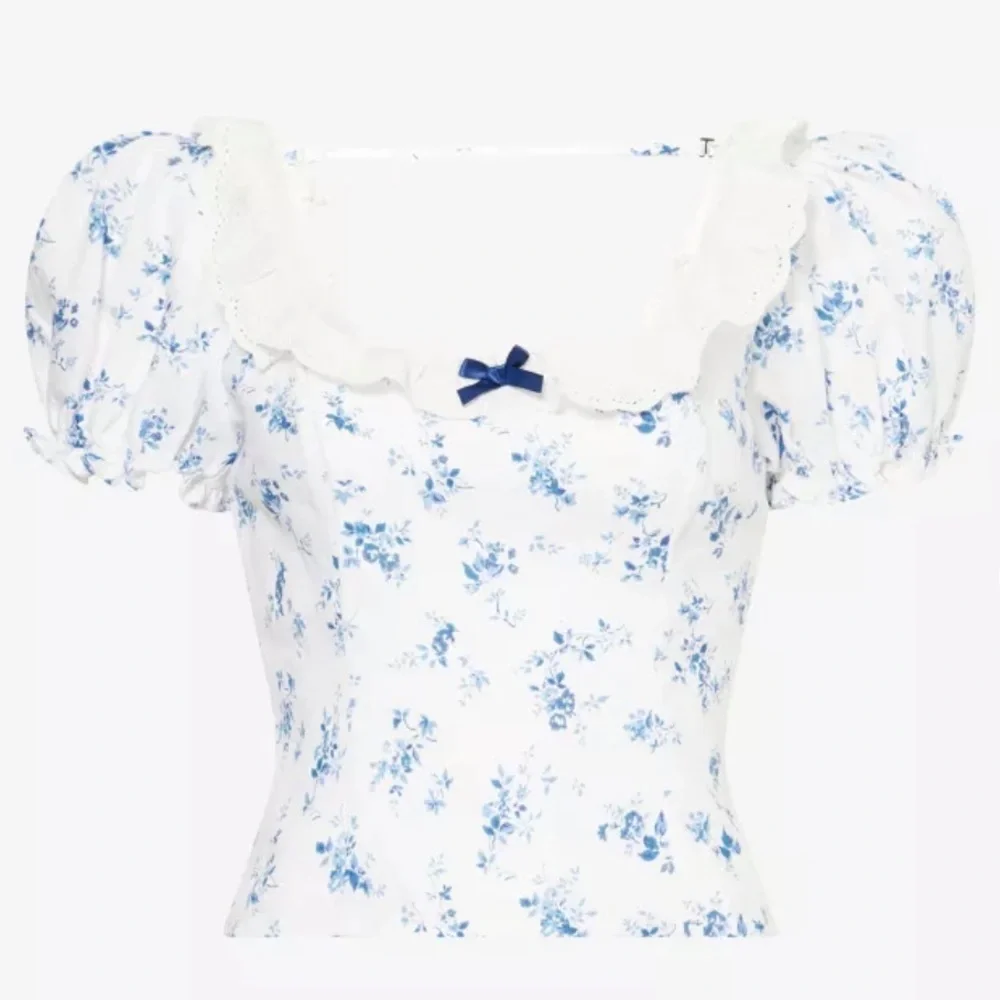 NWT REFORMATION Alice Romantic Floral-Print Puff-Sleeve Linen Blouse Orlaya 4